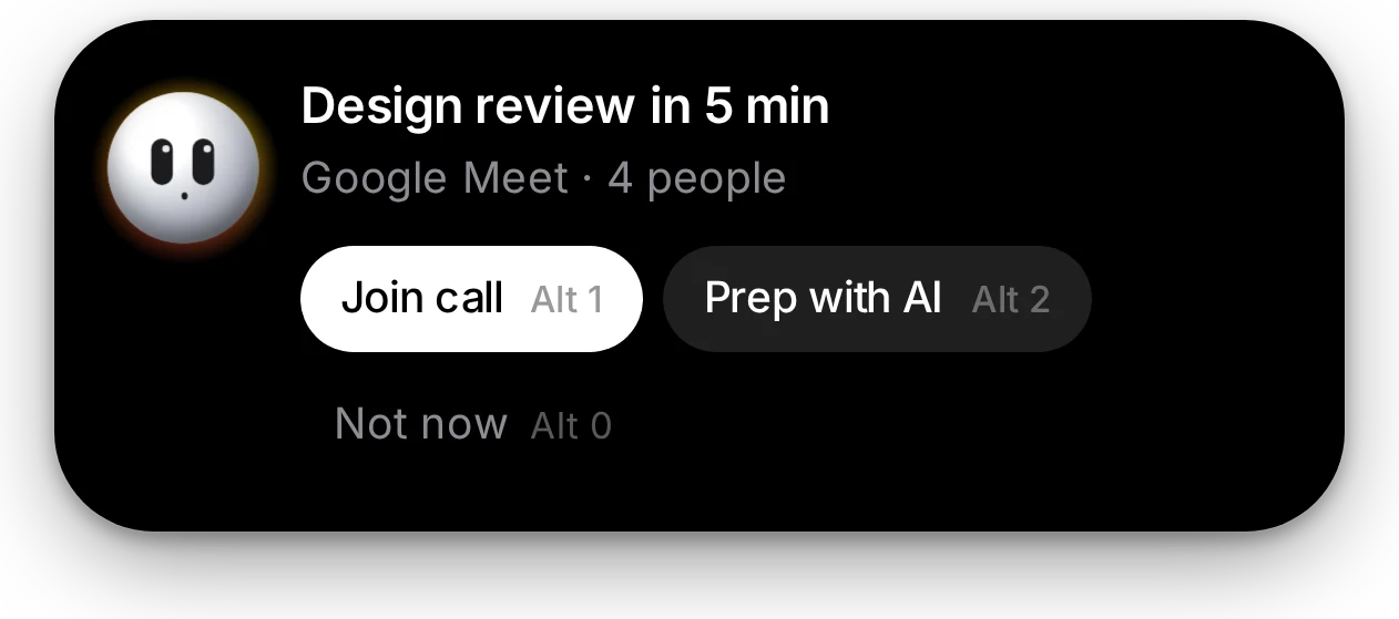 The island reminding you of a meeting in five minutes