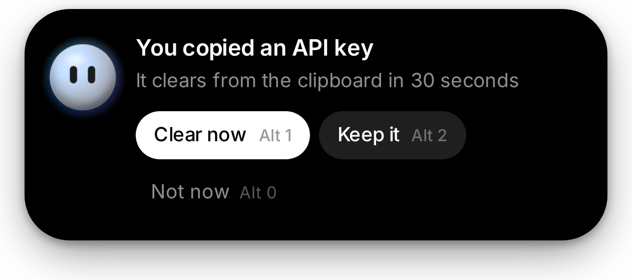 The island offering to keep or clear a copied key